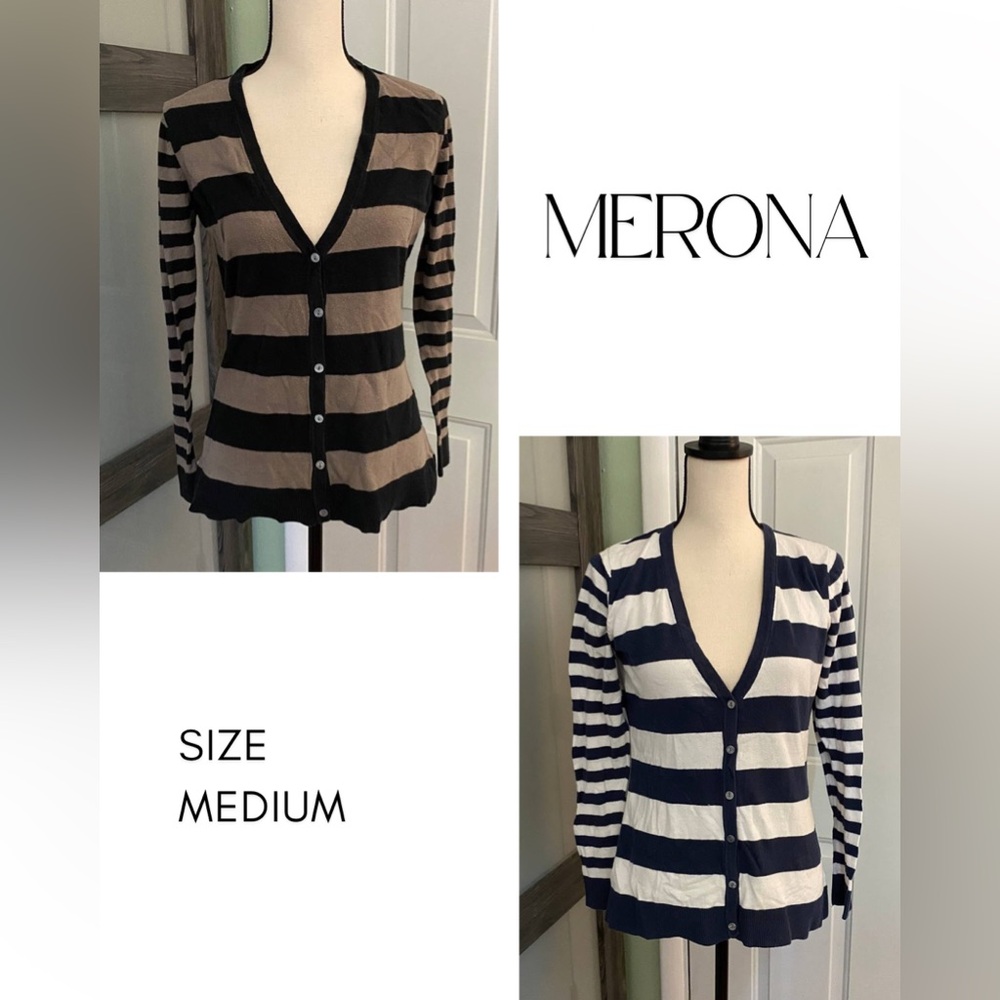 Merona Women's Striped Cardigan Sweater bundle